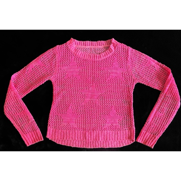 Sweaters - Pink Open Knit Star Sweater.